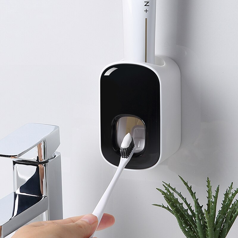 Væg elektrisk tandbørsteholder badeværelse tilbehør tandbørste tandpasta dispenser klemmeholder holder støvtætte forsyninger ting
