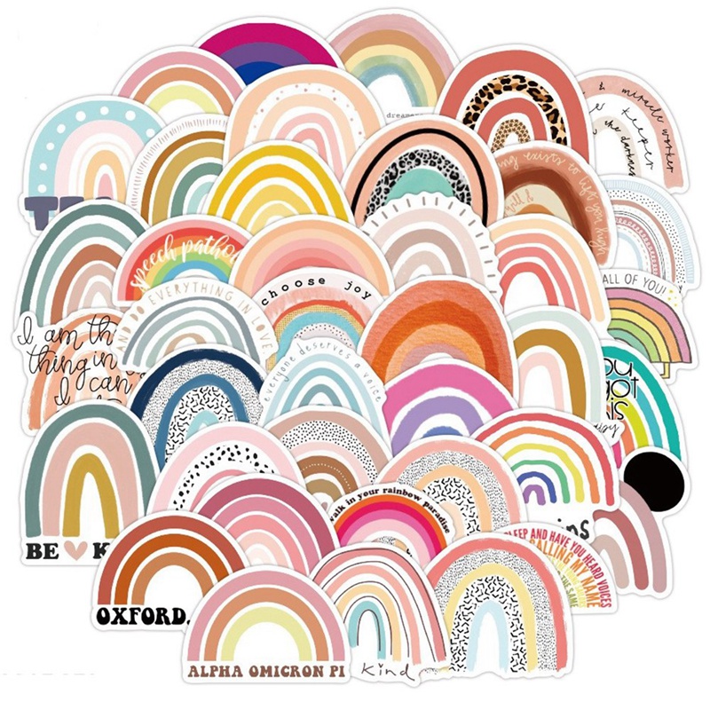 50 PCS adesivi arcobaleno colorati adesivi per Laptop adesivi ripetibili adesivi decorativi per Computer Scrapbooking fai-da-te