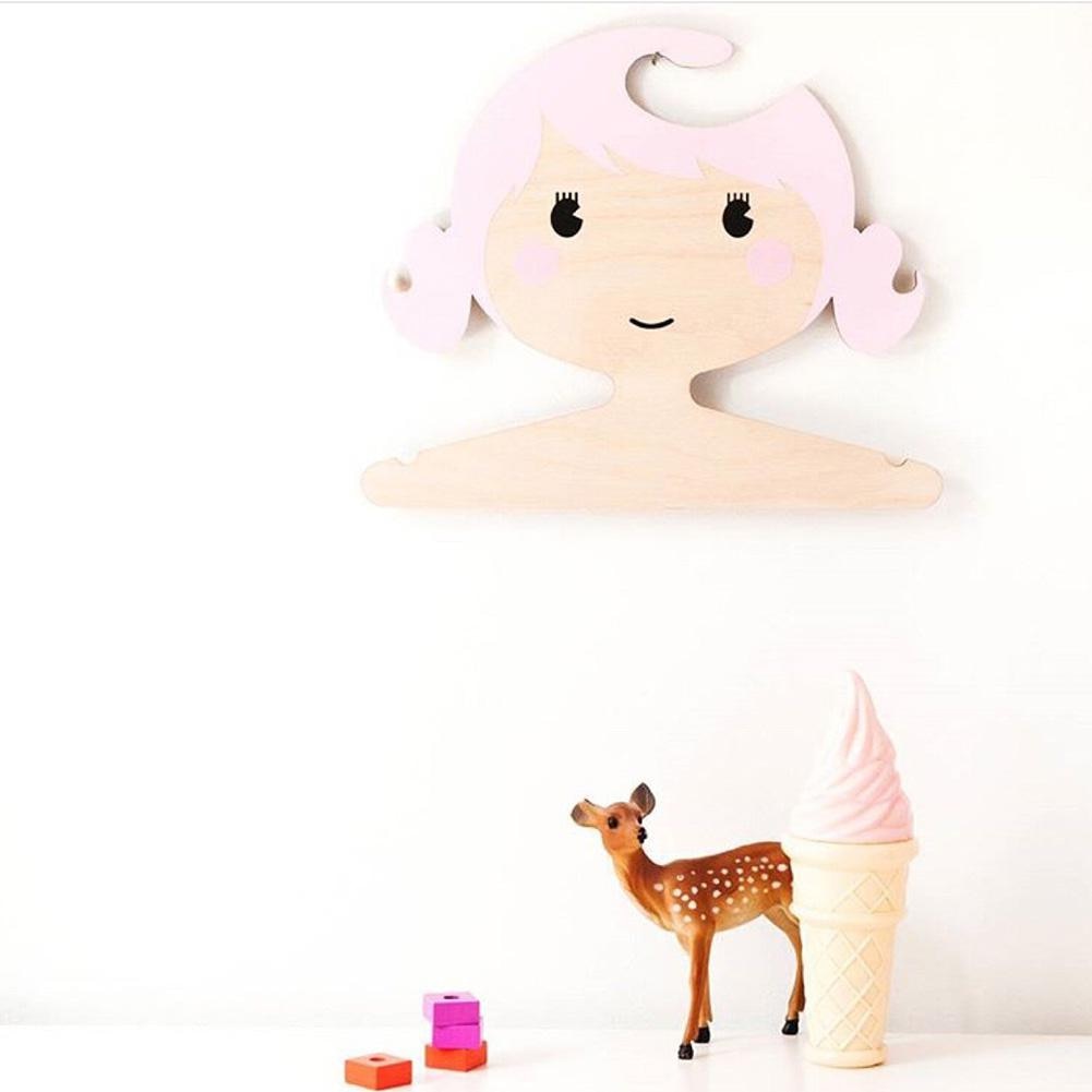 Cintre en bois dessin animé pour fille | Décoration de rangement des chambres d'enfants