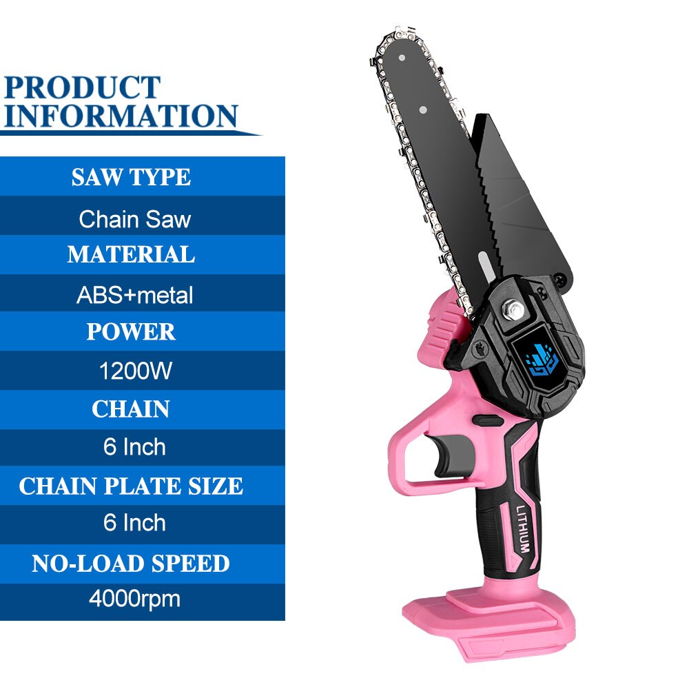 6 Inch Electric Saw 1200W 4000RPM Mini Cordless Garden Logging Chainsaw For Makita 18V Battery Woodworking Cutting Power Tool