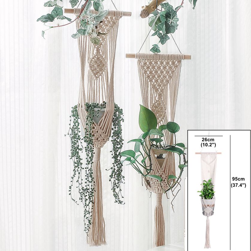 macrame wall hanging planter hangers air plant hanger holder balcony decoration wall planter pot woven basket bohemian makrama: WG106