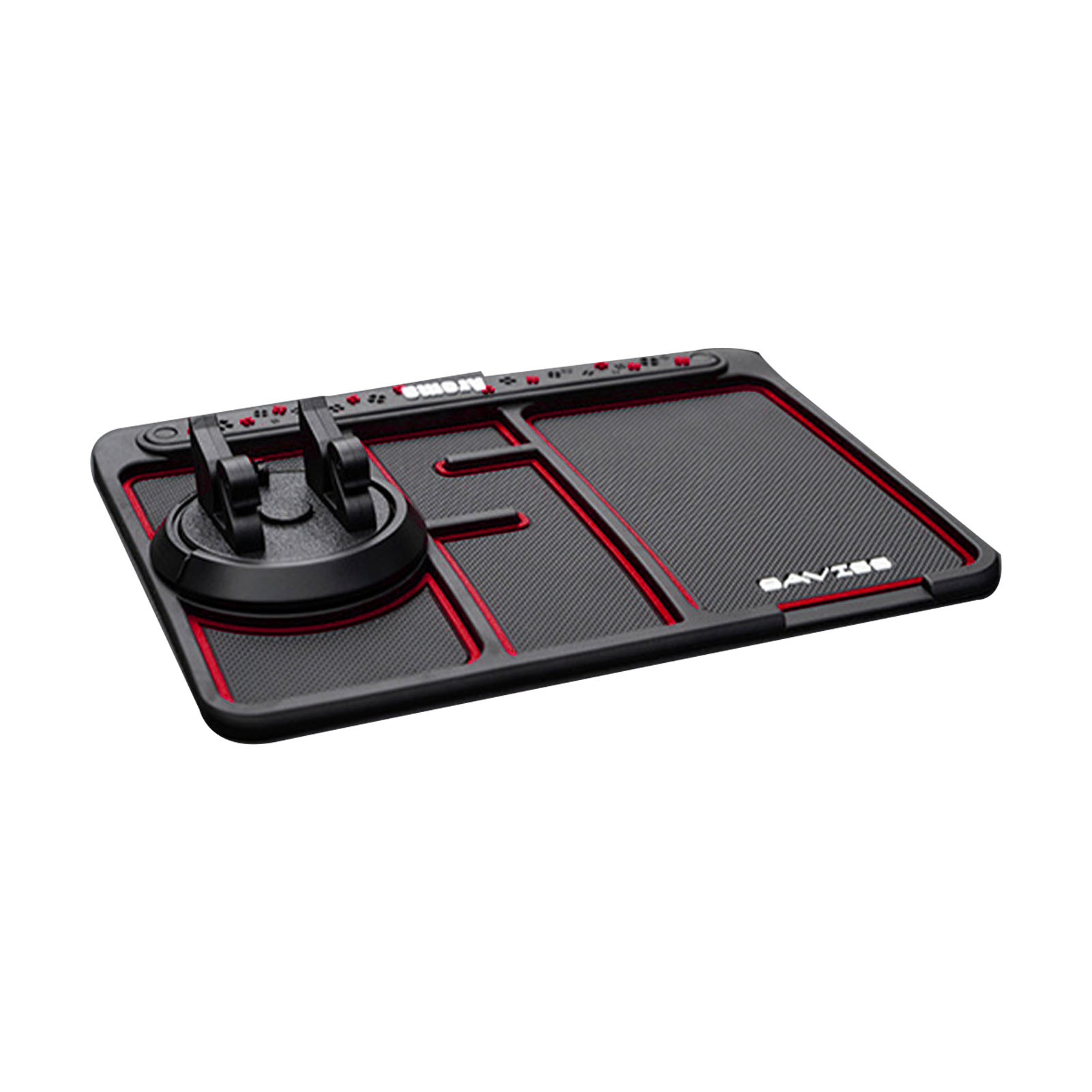 Alfombrilla antideslizante de PVC 4 en 1 para coche, soporte de teléfono de silicona para salpicadero, bandeja organizadora multiusos, accesorio para coche: Red