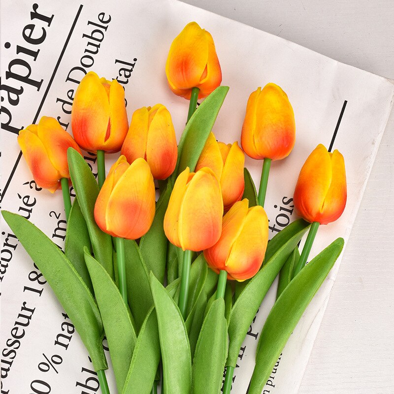 1PC 30cm Real Touch PU Tulips Artificial Flowers for Home Garden Bedroom Decoration flores artificiales para decoracion hogar: Orange