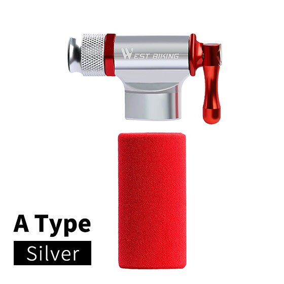 WEST BIKIING CO2 Pump Bike Mini Hand Pump MTB Road Bicycle Air Inflator Schrader Presta Valve Adapter Ball Cycling Accessories: A Upgrade Silver