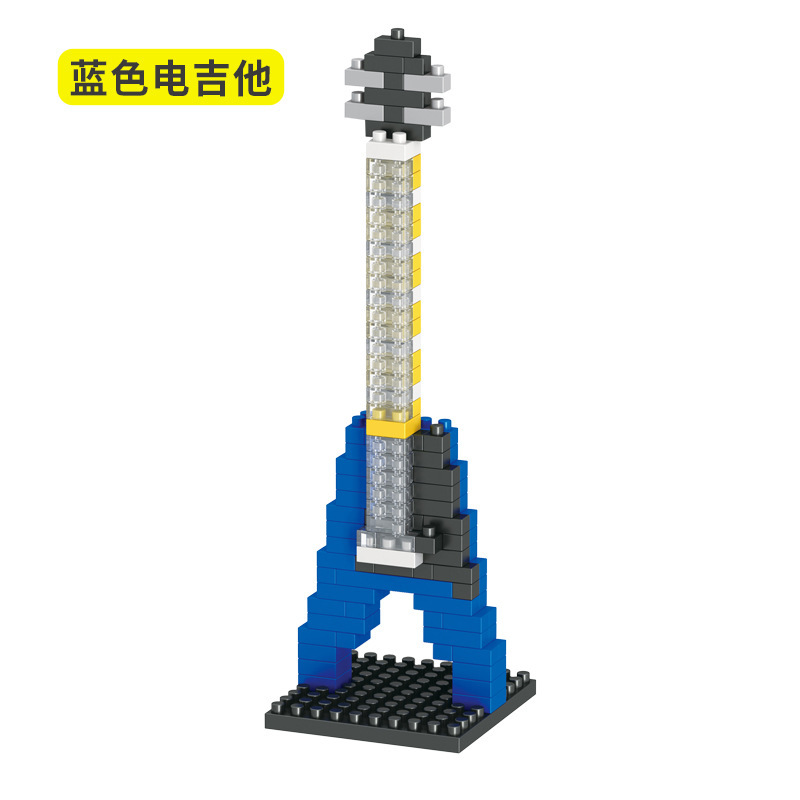De MOC Muziekinstrument Bouwstenen Muziek Serie ABS Plastic Mini Piano Gitaar DIY Assemblage Bouwstenen Kinderen E: WHITE