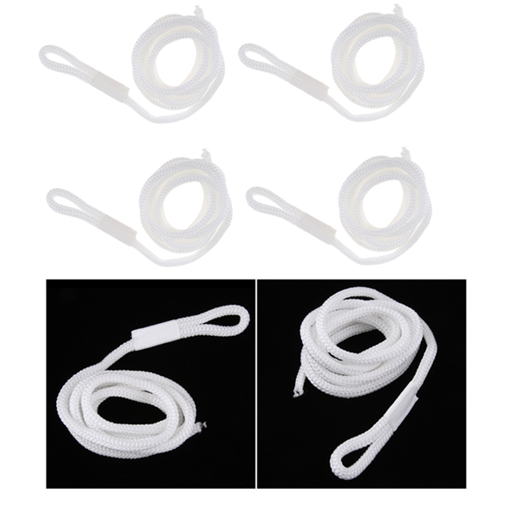 4 Pieces White Double Braid 1/4 INCH X 5 FT Boat Bumper Fender Lines Marine Docking Rope