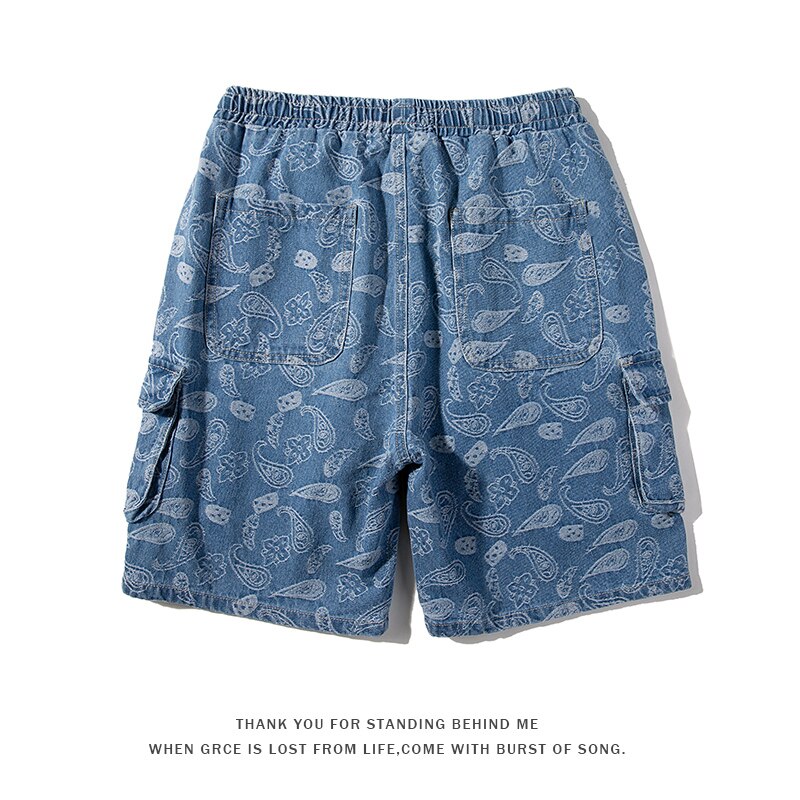 Jacquard Cashew Denim Shorts Mannen Zomer Grote Po Grandado jacquard-cashew-denim-shorts-mannen-zomer-grote-po-grandado