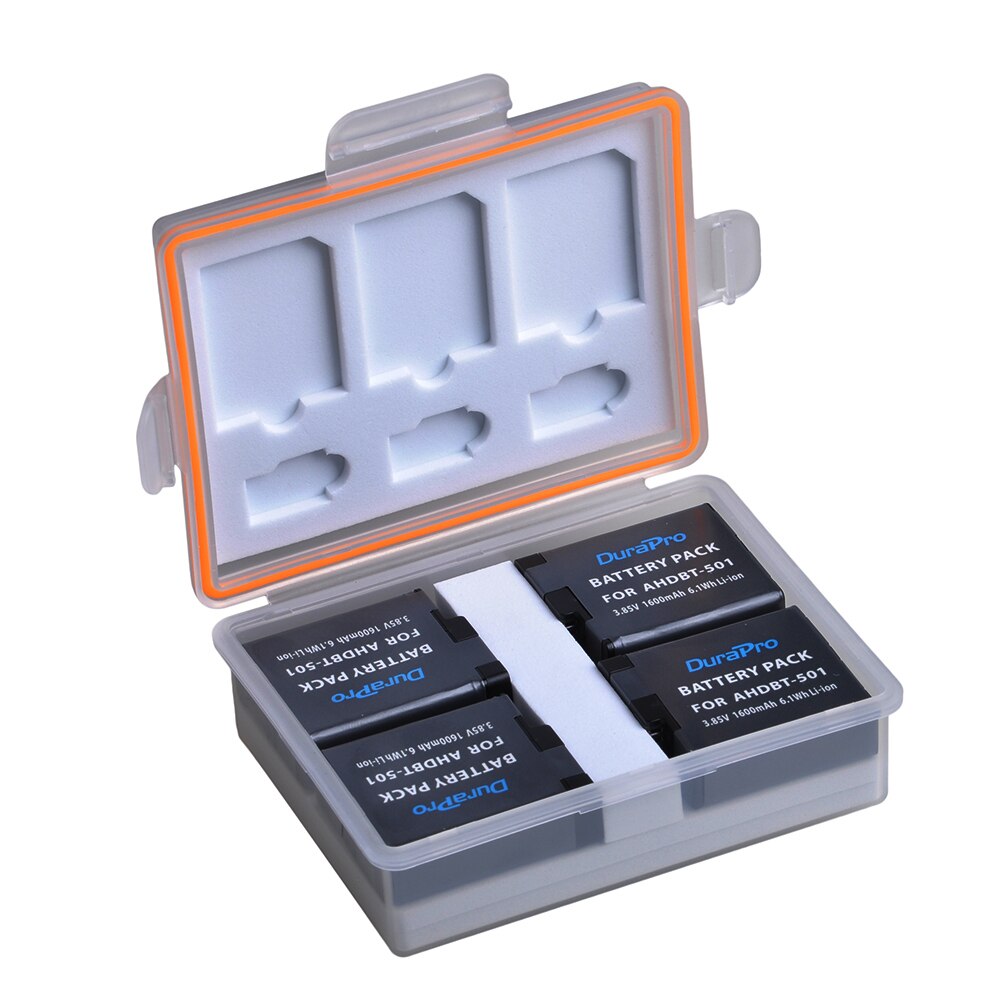 För gopro hero 7 hero 6 hero 5 svart batteri + usb 3- portar laddare med typ c port för gopro hero 7 6 hero 5 actionkameror: 4 batterier med låda