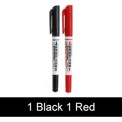 Lifemaster simbalion twin tuschpen 0.5mm/1.0mm 2 stk / lot alkohol base blækmærke på alt cd / træ / metal / glas / keramik 685: 1 rød 1 sort