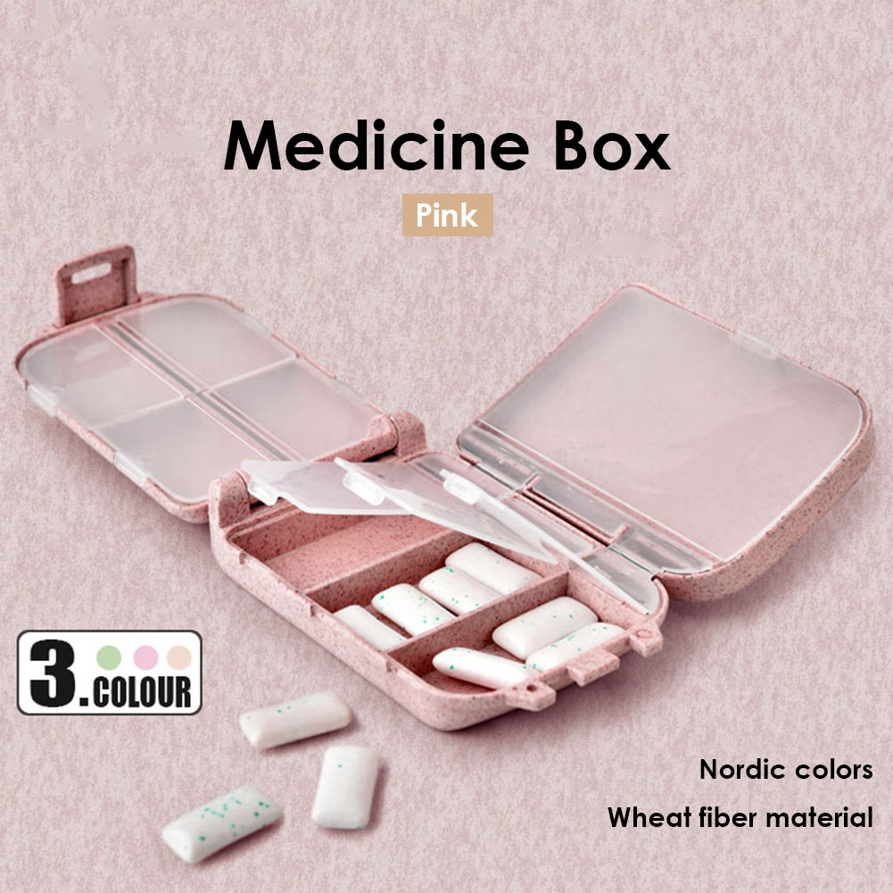 Mini pilleæske medicinæske 8 gitter rejse hjem pille opbevaringsbeholder rum sæt piller medicin adskillelse plejeværktøj