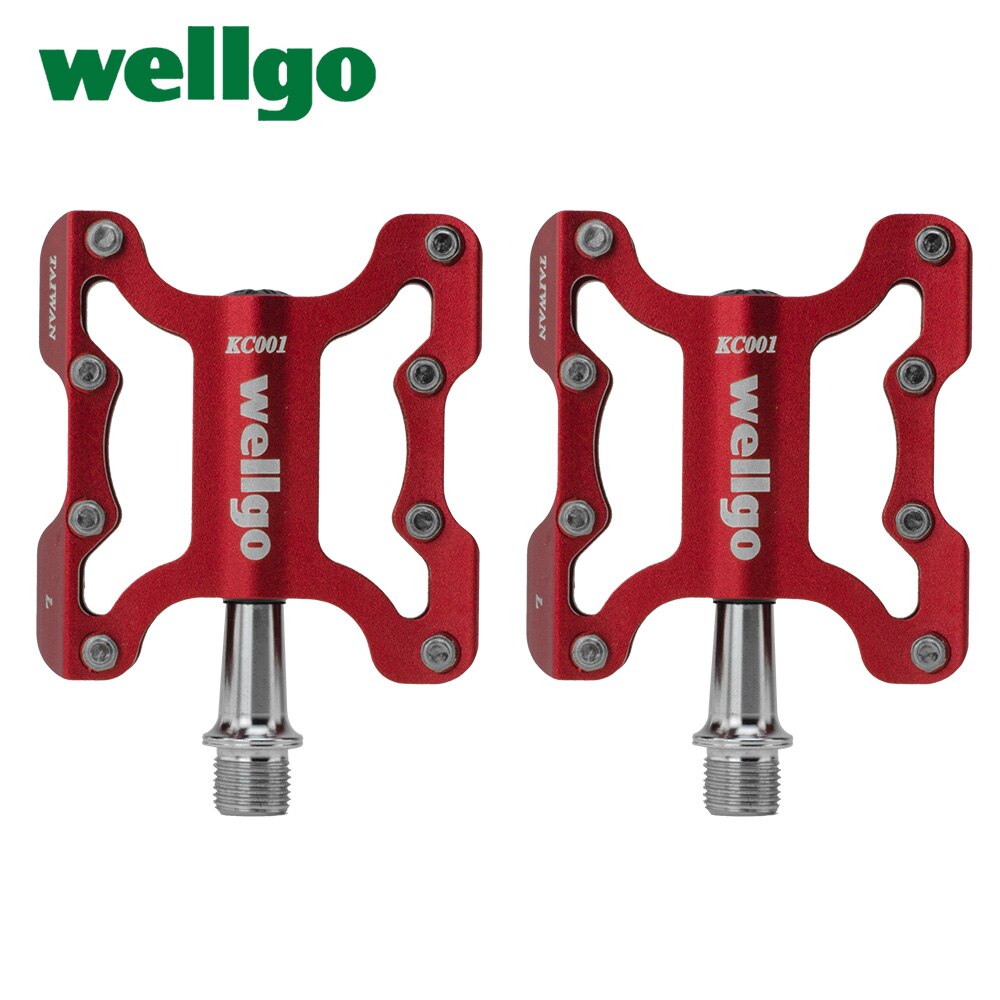 Wellgo KC001 Aluminum Alloy Ultralight MTB BMX Road Bike Pedal Cycling Cr-Mo Spindle Sealed Bearings Bicycle Parts: KC001 Red