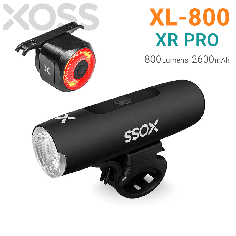 XOSS XL800 Bike Headlight USB Rechargeable Road MTB Front Lamp Bicycle Light XR Pro Team Sync Bike Tail Light Auto Brake Sensing