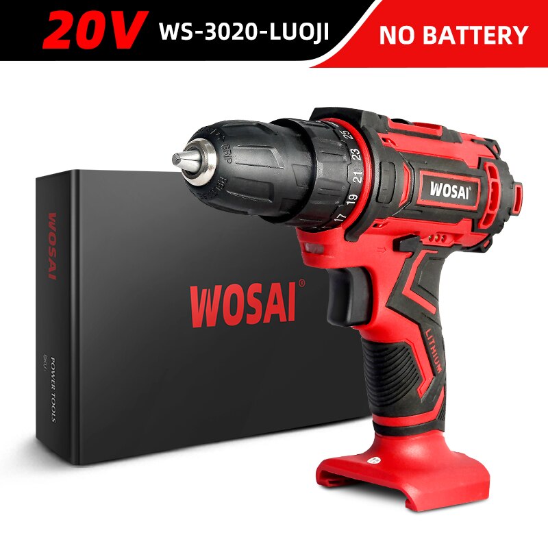 WOSAI 12V 16V 20V bezszczotkowy wiertarka elektryczna 28NM-115NM wkrętarka bezprzewodowa mini śrubokręt elektryczny wiertarka udarowa: WS-3020-LUOJI