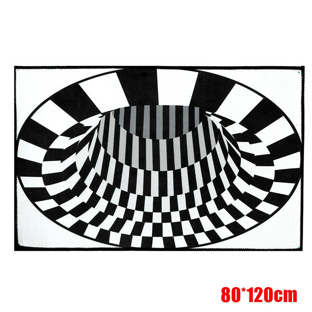 3D Vortex Illusion Tapijt Swirl Print Optische Illusie Gebieden Tapijt Tapijt Vloer Pad Antislip Deurmat Matten Voor Thuis: 80cmx120cm