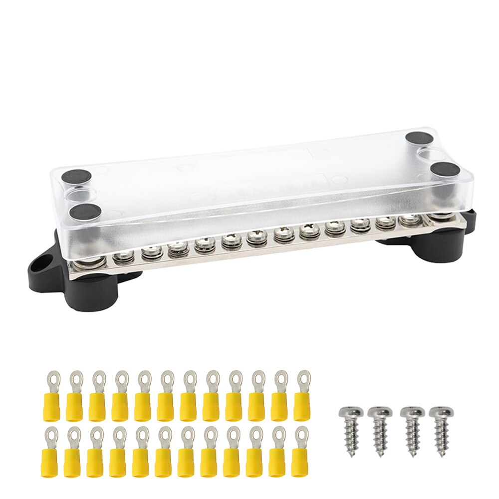 Dual Row Bus Bar Electrical Terminal Block Junction Box Contacts 12V 150A 4 Studs Car Styling High Current Large voltage/current