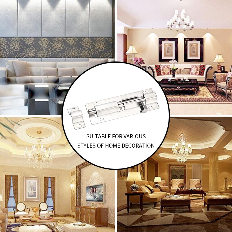 Meubeldeurgrendels 1.5/2/3/4/6/8/10/12 inch roestvrijstalen sloten schuifdeurkettinggrendel voor poortbeveiligingshardware