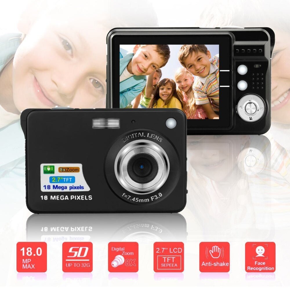 Portable Digital Camera Mini Camera 2.7" 720P 18MP 8x Zoom TFT LCD HD Anti-Shake Digital Video Camera Camcorder with Microphone