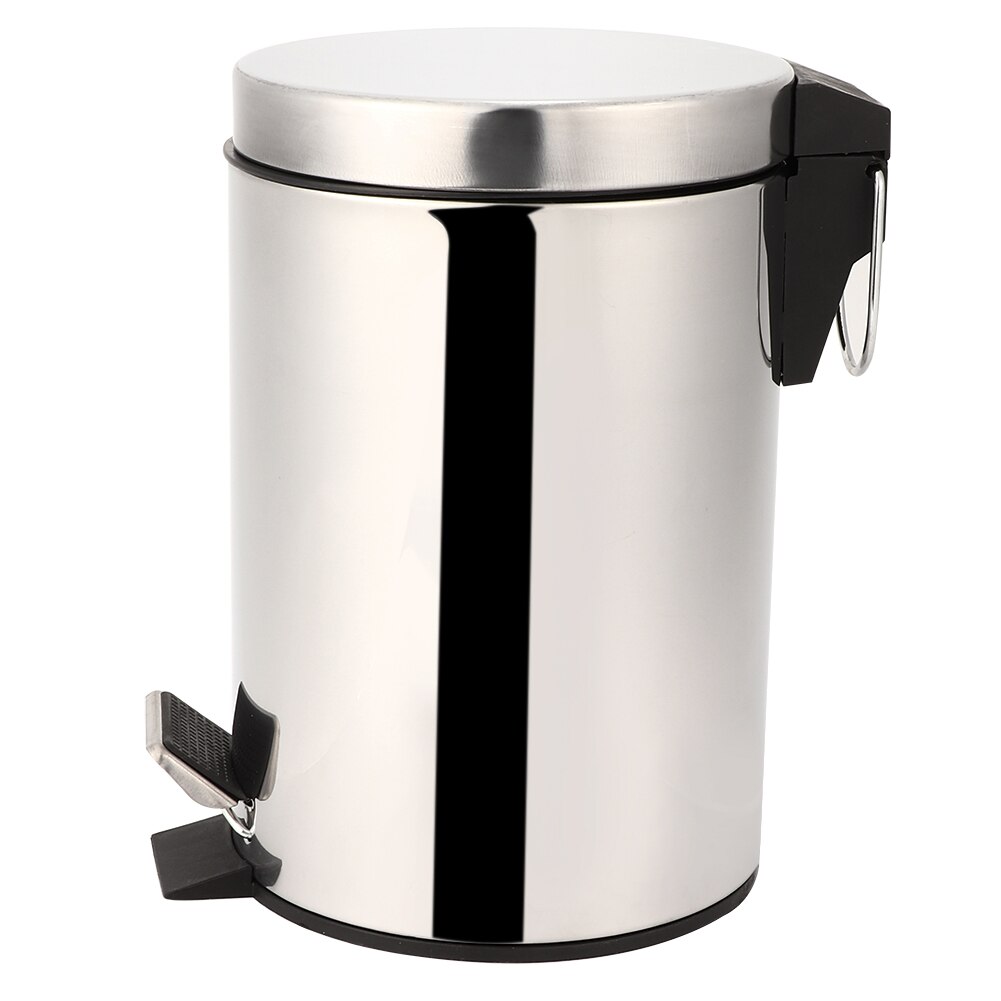 3L Household Trash Can Stainless Steel Step Pedal Trash Can Dustbin Rubbish Garbage Bin Container