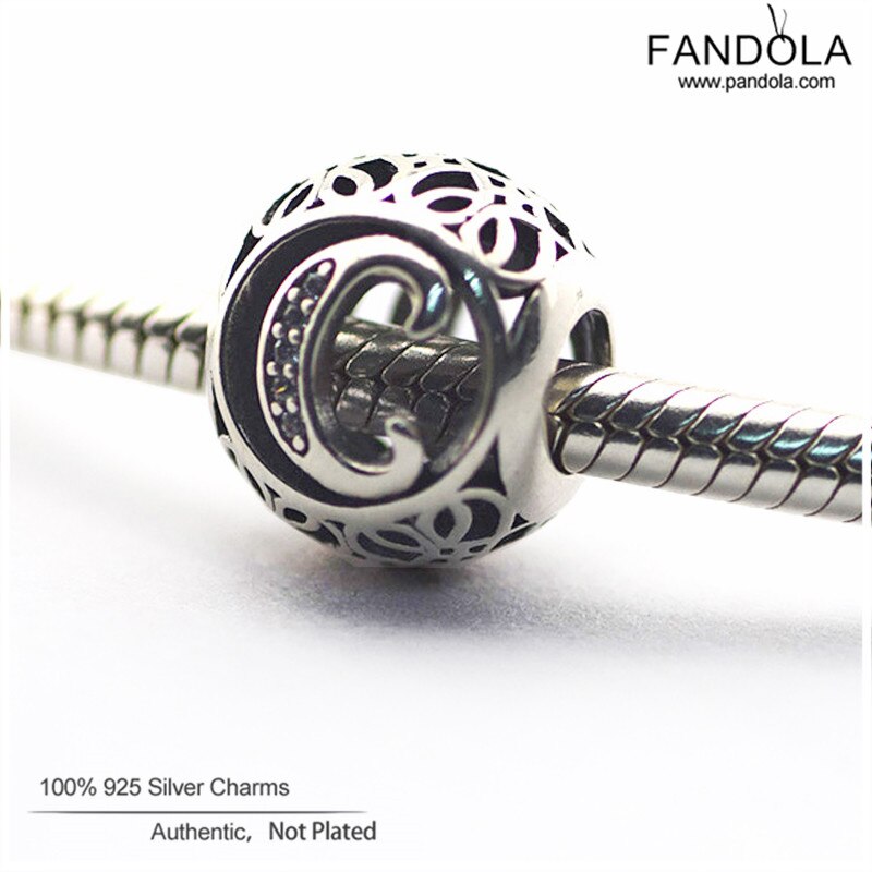 Authentieke 925 Sterling Zilver Alfabet C Vintage Brief Bedels Kralen voor Sieraden Maken Fit Europe Armbanden DIY Accessoires