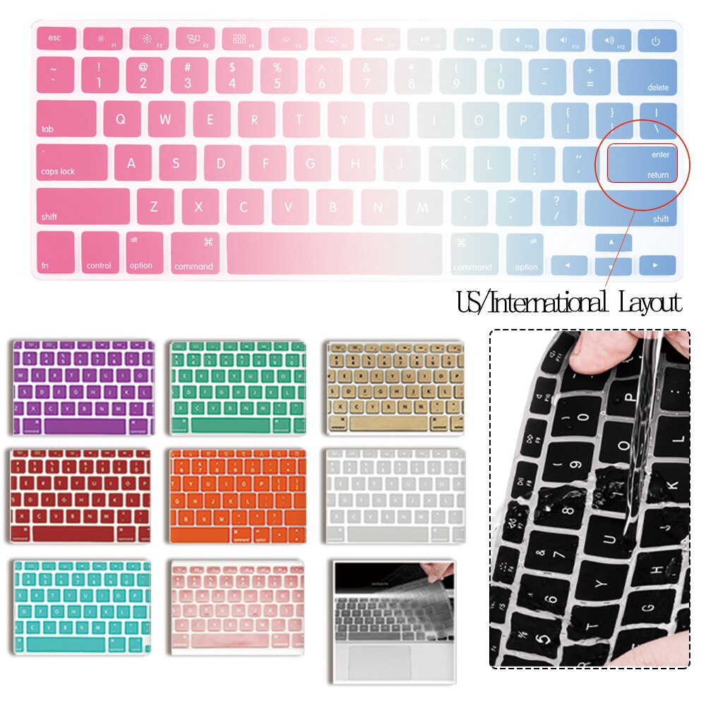 Pegatinas de teclado para Apple Macbook Pro 13 pulgadas A1708/ Macbook 12 pulgadas (A1534), funda de teclado de silicona suave a prueba de polvo