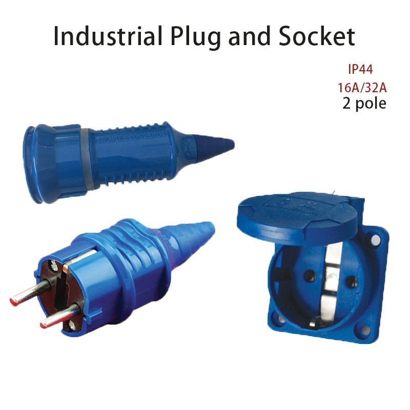 Industrial Plug and Socket 2 pole 16A ip44 Panel Mounted Socket Coupler Waterproof