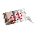 Mini reloj Digital electrónico de reloj con espejo y luz LED para coche, alarma con espejo para viajes: Rojo