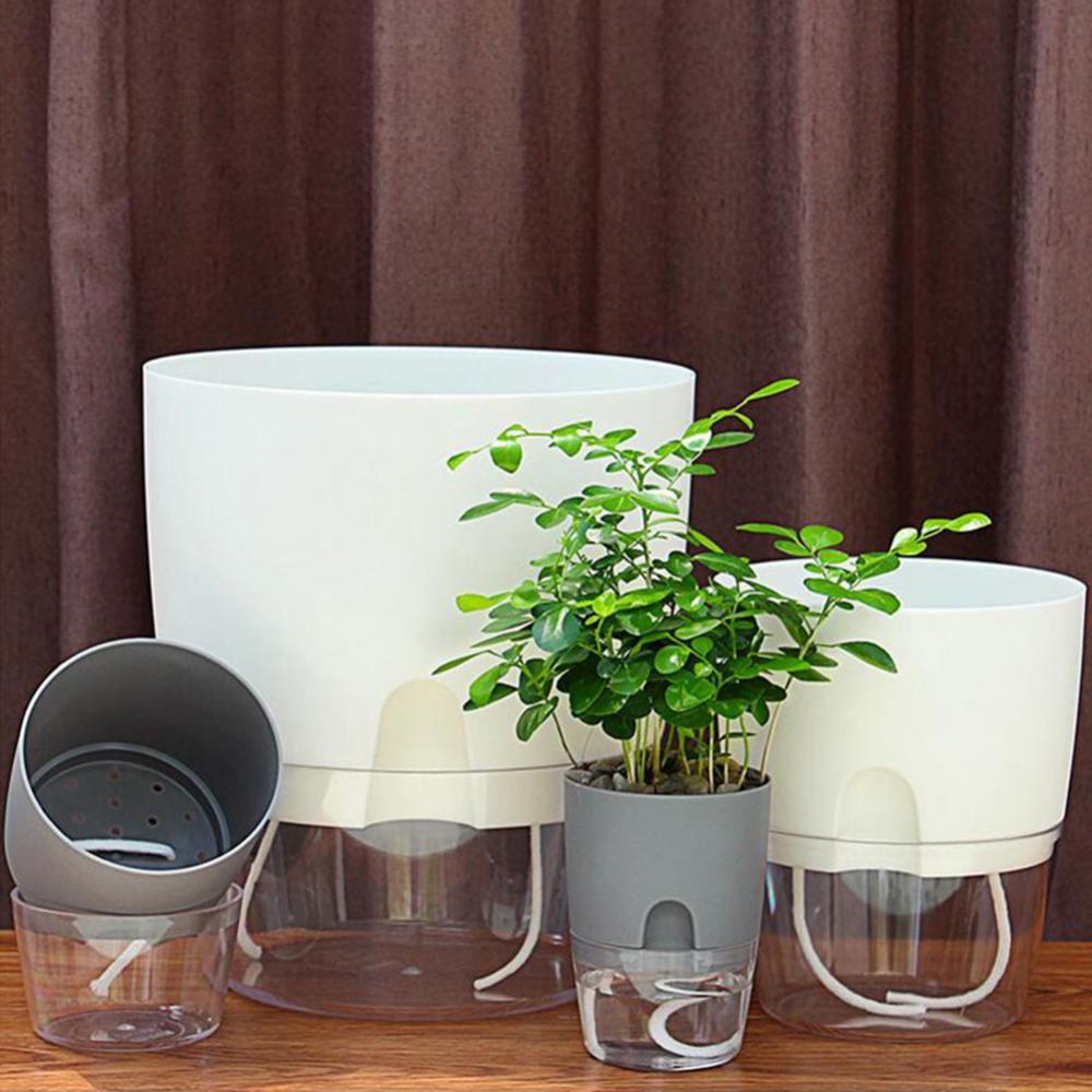 Clear Automatic Water Absorption Self Watering Hydroponic Flower Pot Planter Home Office Decorative