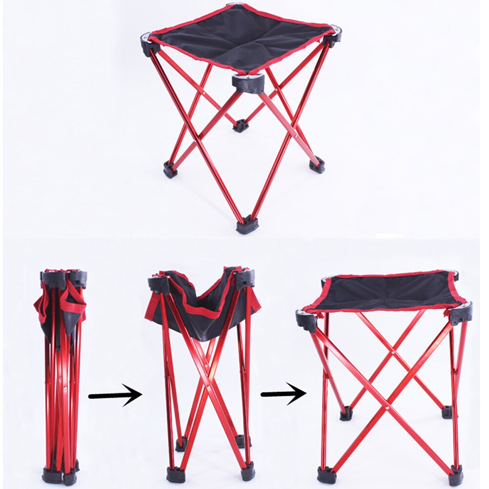1 Pc Collapsible Camping Chair Folding Chair Stylish Fishing Stool (Red,)