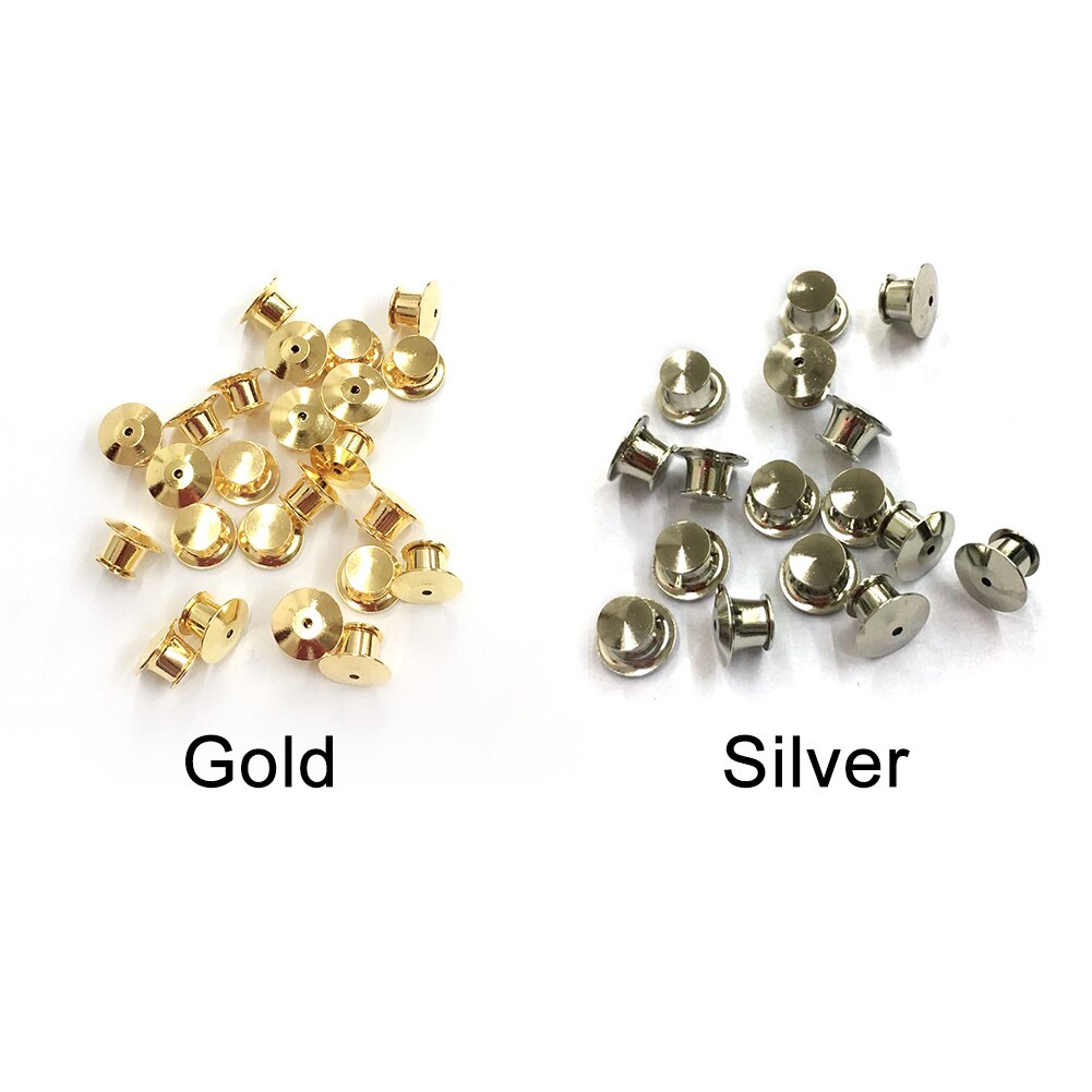30 Pieces Spring Loaded Bag Locking Hat Pin Keeper Back Flat Fastener Metal Badge Emblem Name Tags No Box #20