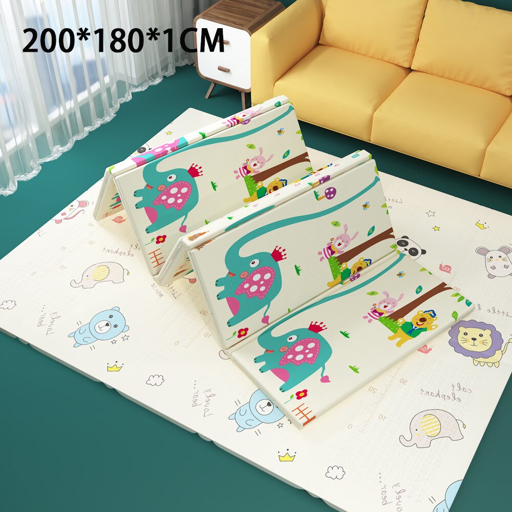 Baby Crawling Mat Folding Baby Crawling Mat Thickened 200*180*1CM 200*180*1.5CM 200*180*2CM Double-sided Foam Floor Mat: Elephant 1CM
