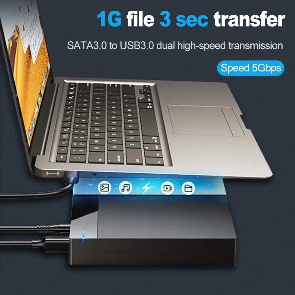 2.5/3.5 -tums hårddiskhölje usb 3.0- hårddiskhölje sata till usb 3.0 extern hårddiskläsare 10tb- adapter för bärbar dator