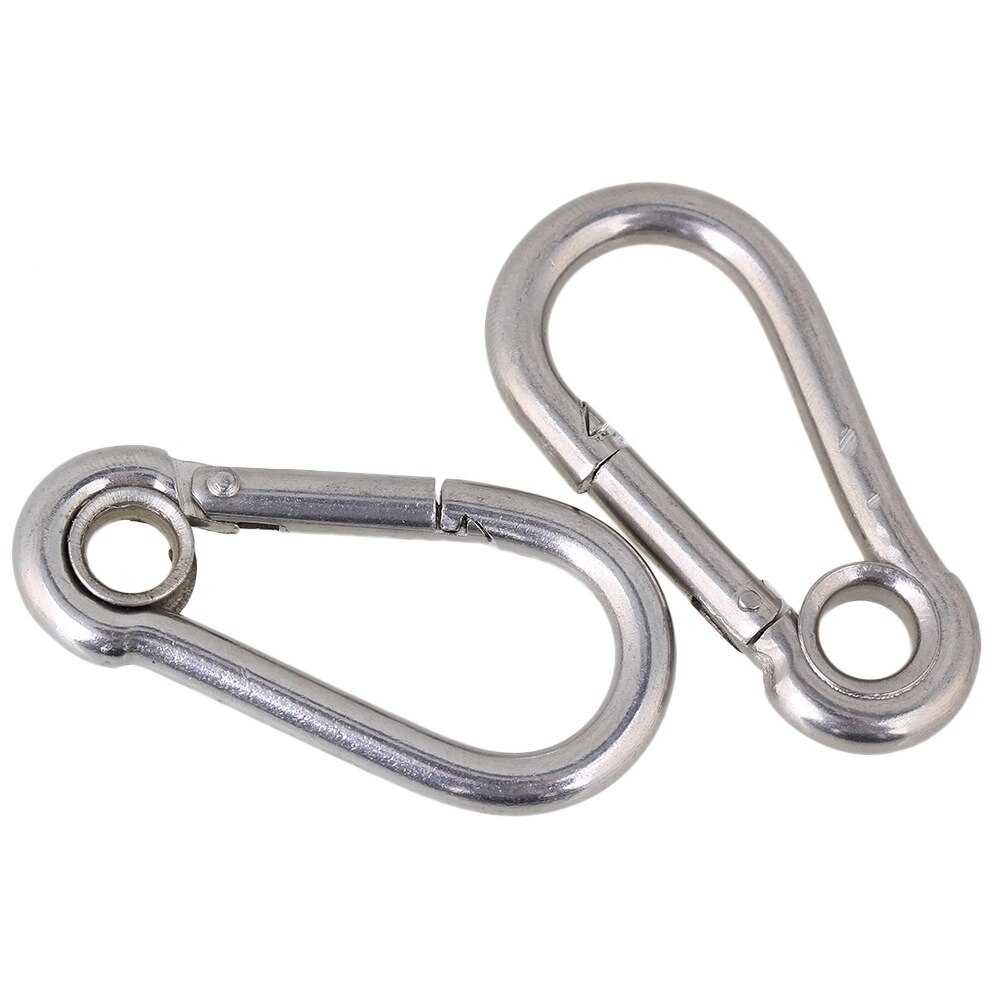 M5 304 Stainless Steel 50mm Spring Hook Eyelet for Outdoor Sports Set of 5