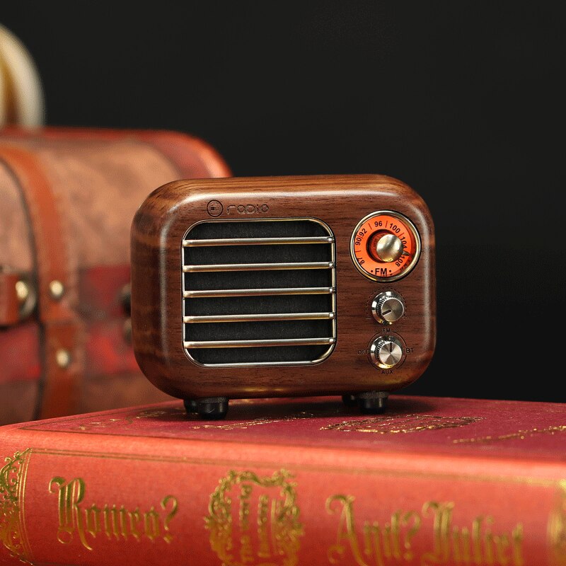R919 Klassische retro Radio empfänger tragbare Mini Holz FM SD MP3 Radio Stereo Bluetooth Radio Lautsprecher AUX USB Aufladbare Radio: Nussbaum Holz-1