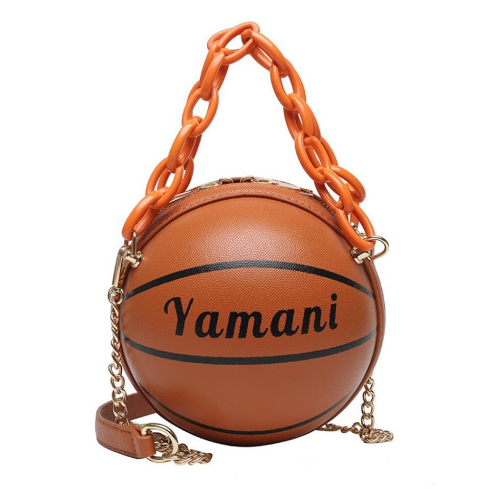 Round Handbags PU Leather Teenagers Women Zipper Shoulder Bag Football Basketball Shape Funny Messenger Bag: 1