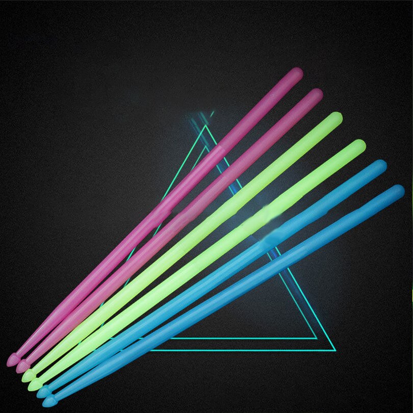 Varillas de batería luminosas profesionales, palitos de nailon de 5A, coloridos, accesorios para instrumentos de percusión, juego de batería, 1 par