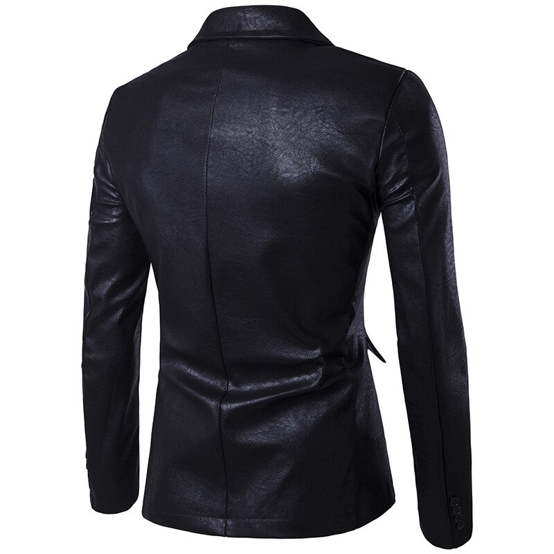 Herren Anzug Jacke Beiläufige Dünne Motorrad Faux Leder Anzug Homme verrotten PU Leder Kleid Blazer Männer Nizza Flut Hochzeit Party