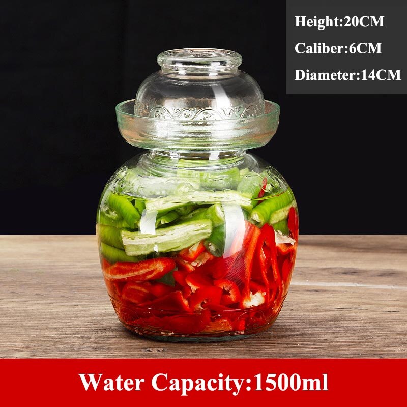 1500/2500 ml Thicken Glass Pickle Jar Home Pickling Pickles Container Kitchen Accessories Kimchi Jars Pickled Storage Tank: Capacity1500ml
