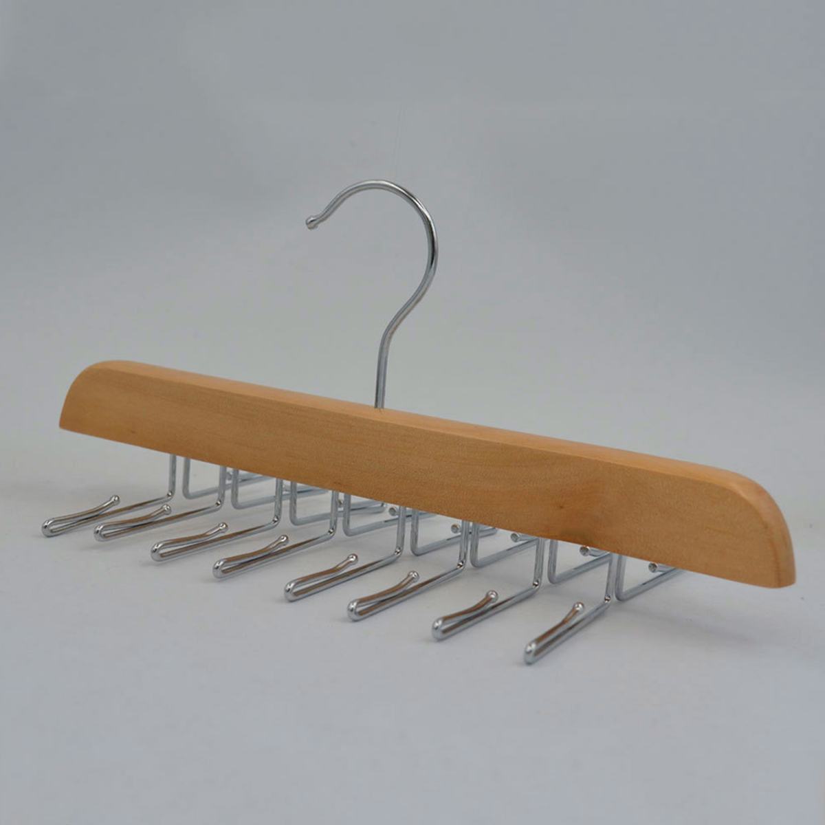 Multifunctionele houten stropdashanger, 16 stropdassen, riem, sjaal, kast, houten houder, organizer, riemrek, hangers, haak, garderobekast, opbergruimte: Houtkleur