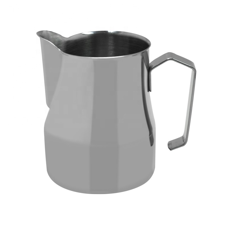 Jarra Espresso humeante, jarra de espuma café con leche de acero inoxidable, Espumador de leche Latte, jarra de leche artística, herramientas para expreso Barista: 350ml-Silver