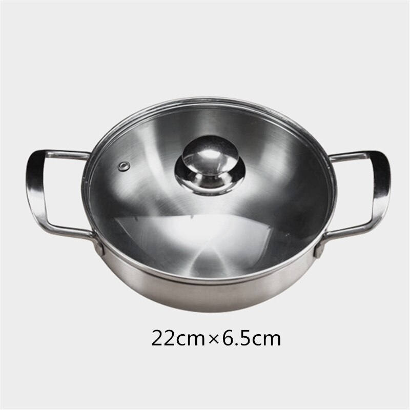 Koreansk oljesparende stekepanne husholdnings mini frityrkoker doble ører liten tørr gryte gryte restaurant suop gryterett panne glass lokk lokk: 22cm med deksel