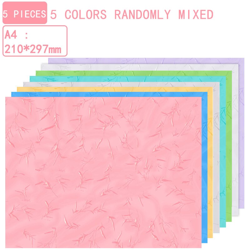 5 pieces A4 paper 180g Greeting Card Birthday paper DIY paper album paper bamboo leaf flat leather paper binding cover paper: Mixed color