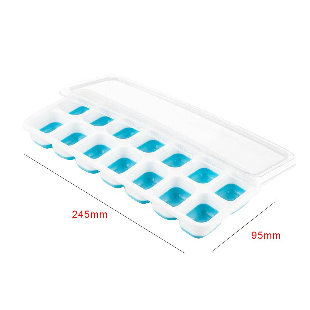 14 Ice Cubes Mold Easy-Release Water Cocktail Drink Ice Maker Trays DIY Ice Cube Make Tool with Non-Spill Lid Pudding Mould