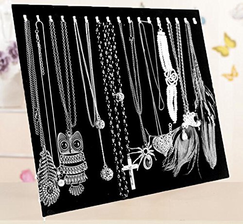 Black Velvet 17 Hook Necklace Jewelry Tray Display Organizer