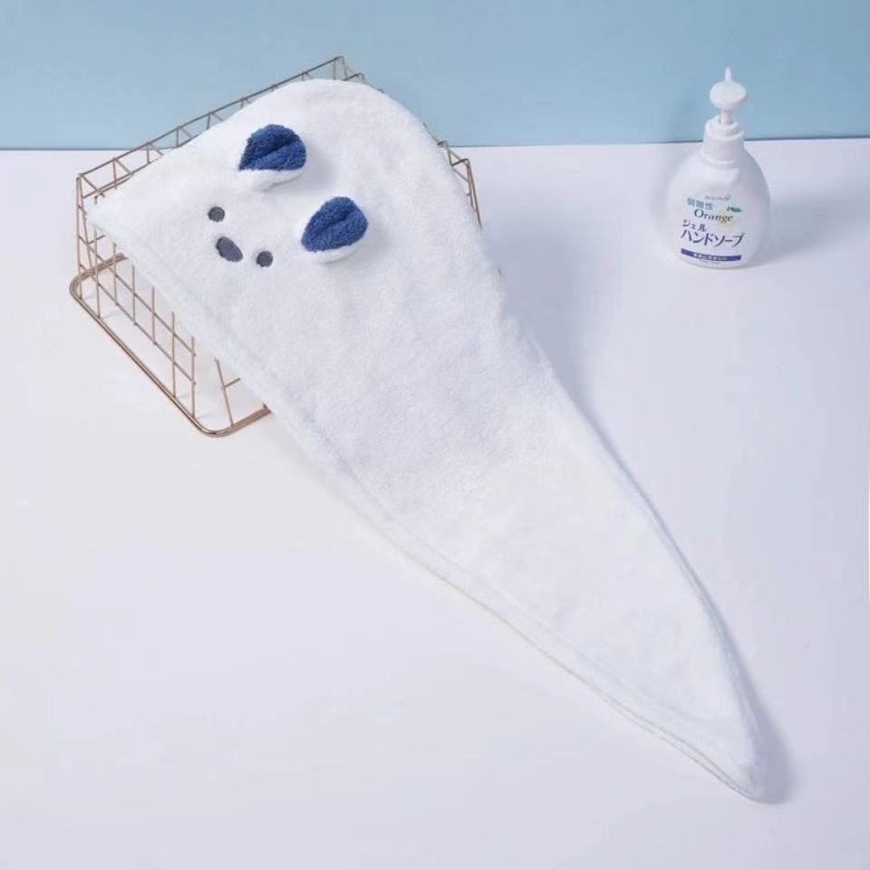 Girl's Super Absorption Turban Hair Drying Towel Quick-Dry Cartoon Koala Microfiber Hair Towel Pink: white