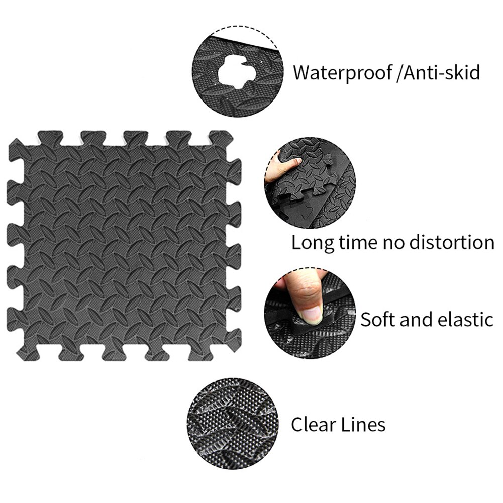 12pcs Thickened Interlocking Exercise Floor Mat Fitness Equipment Tiles Portable Home Gym EVA Foam Shock Absorbing Workout: Black