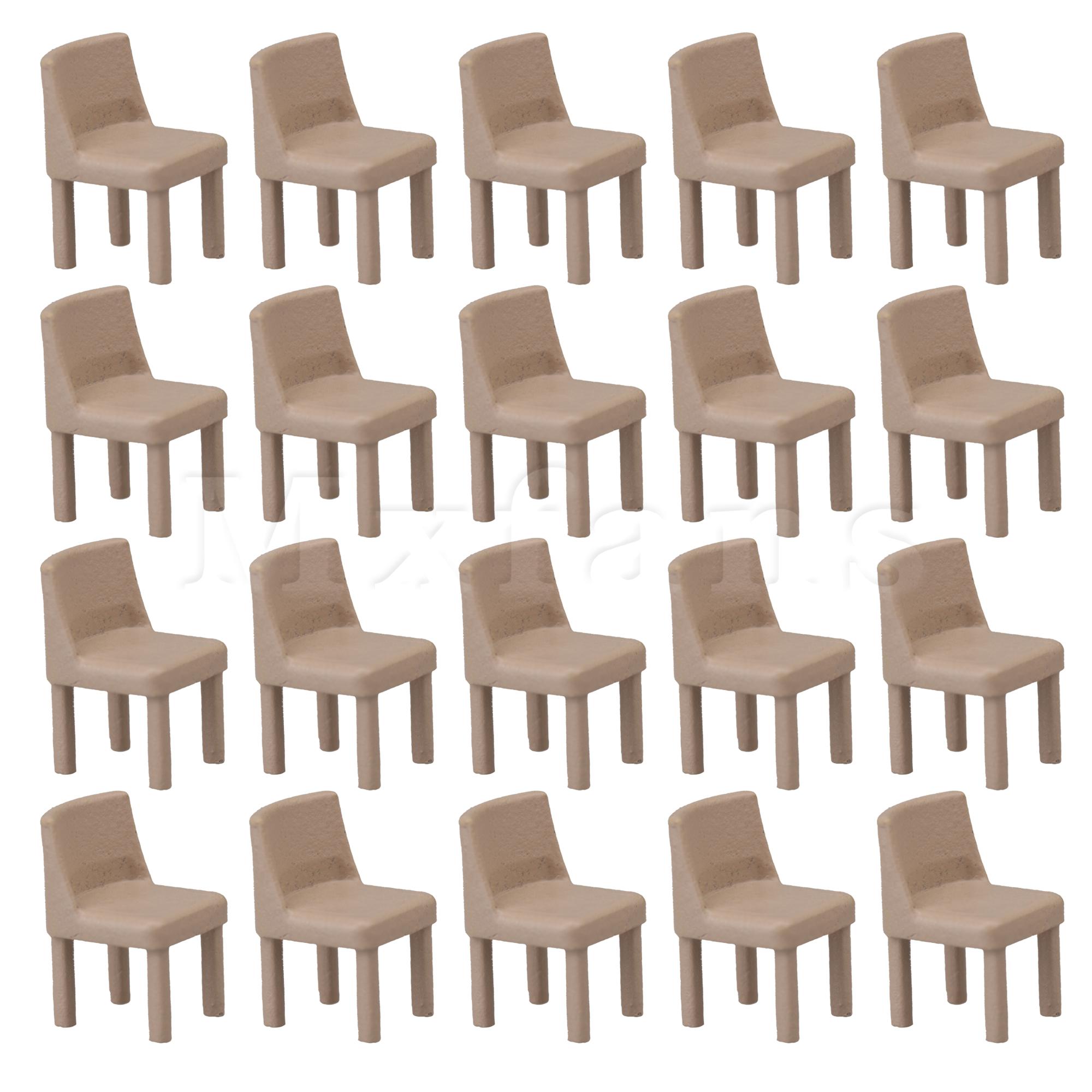 20 Pieces Khaki Plastic Miniature Y6 Model Chair 1:75 Scale 9.6x9.8x15mm