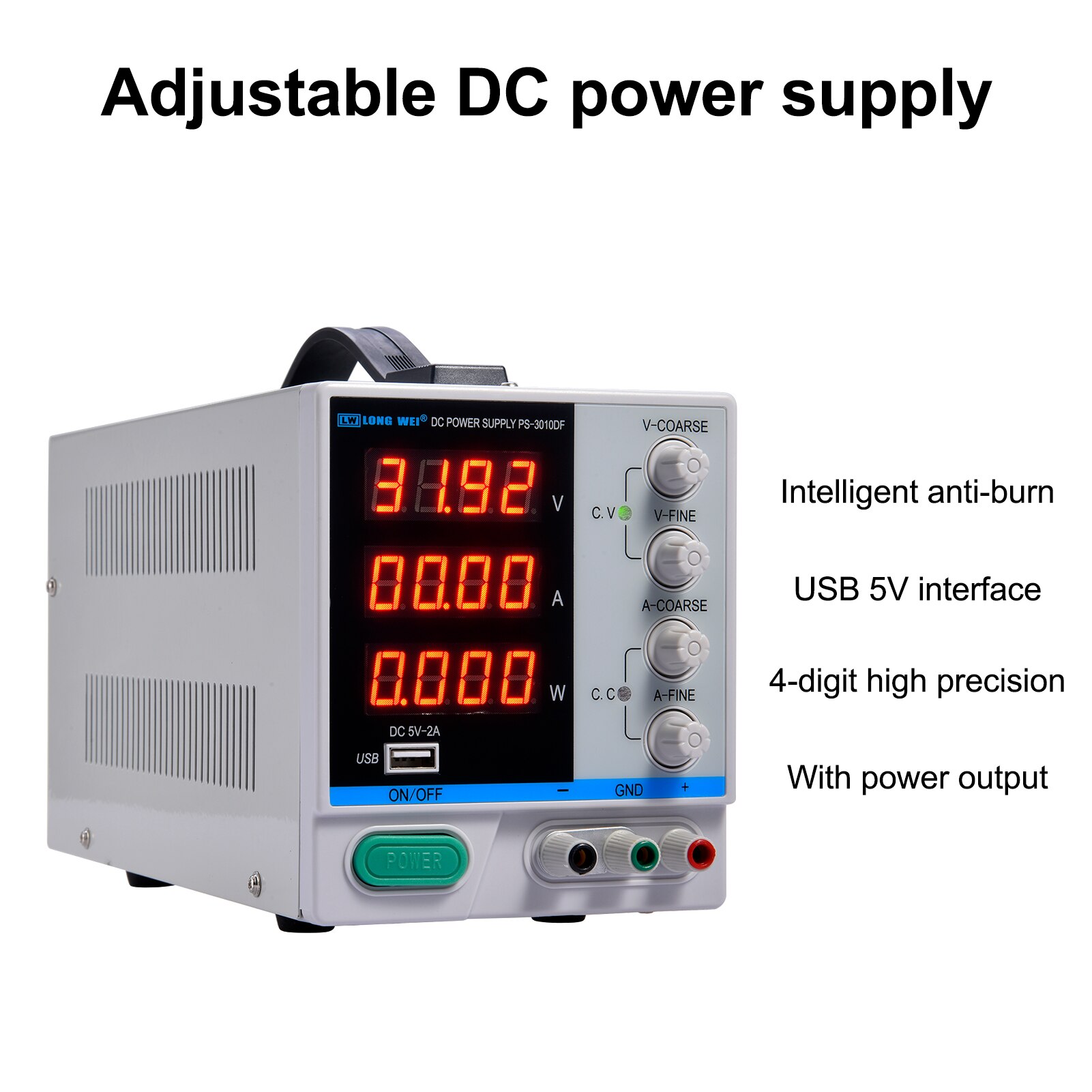 30v10a High Precision Four Bit DC Regulated Power Supply Ps 3010df Adjustable Aging Electroplating Power Supply