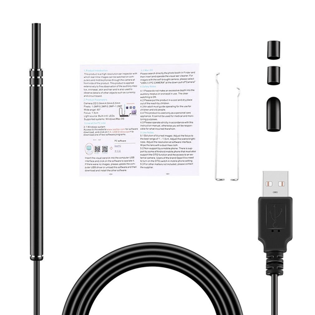 Mini 3-in-1 Visual Earpick HD Home LED 3-in-1 Otoscope Ear Nose And Mouth USB Endoscope Visual Ear Tip