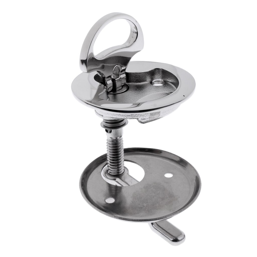 Polished Marine Boat Cam Latch 316 SS Hatch Pull W/ Turning Lock Lift Handle Boat Parts Accessories