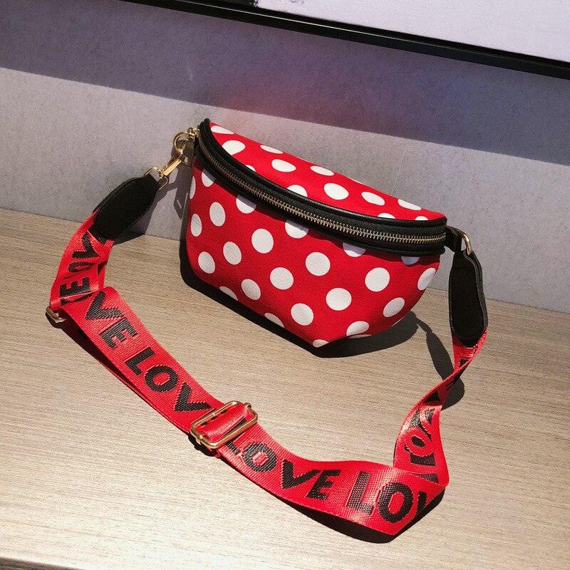 Bolso de pecho de lunares para mujer, bandolera de lona de , a la , pequeña, cuadrada,
